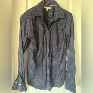 Banana Republic Navy shirt with green dots